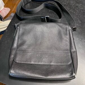 Coach Black Leather Houston Map Bag with Story Tag